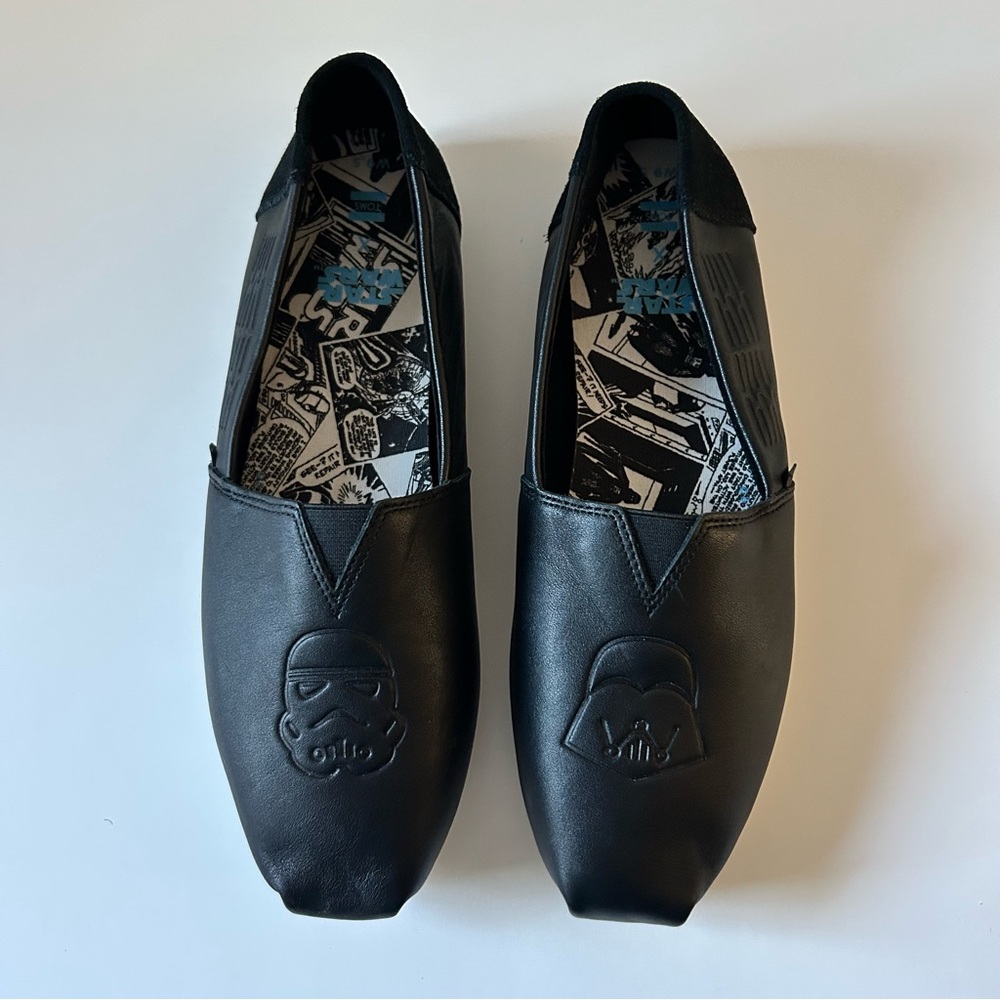 Toms X Star Wars Black Embossed Darth Vader Storm Trooper Women’s 9.5 Flats